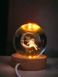 3D Fairy Engraved Crystal Ball Night Light - LED Night Light for Bedroom & Office Décor